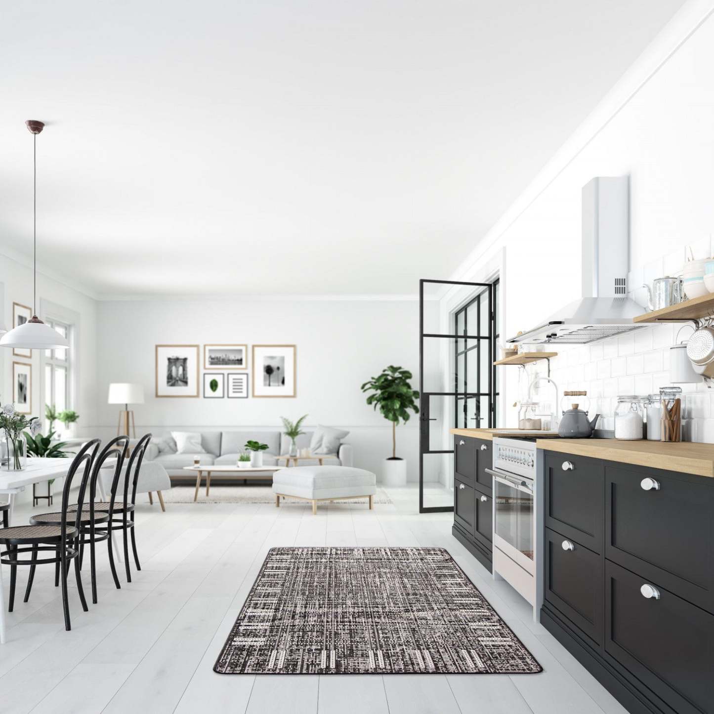 Tapis Joni Noir - 4'4 X 6'5 |Carpette Joni noire - 4 pi 4 po x 6 pi 5 po