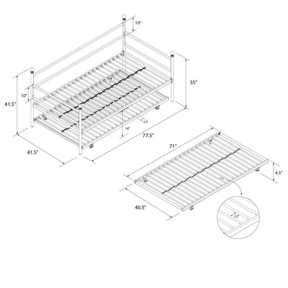 DHP Daybed and Trundle Metal Bed - Black|Lit de repos et lit gigogne DHP en métal - noirs|D18DRGJE