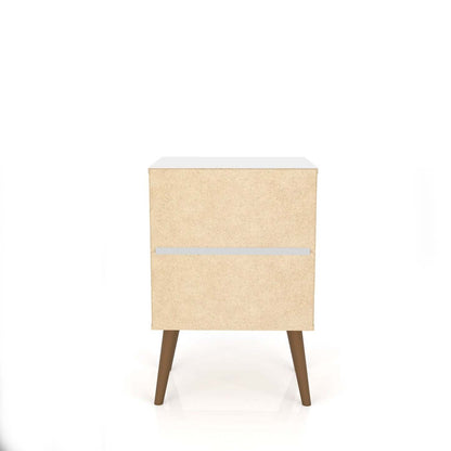 Manhattan Comfort Liberty Mid-Century Modern Nightstand with 2 Full Extension Drawers - Rustic Brown & Yellow|Table de nuit Liberty de Manhattan Comfort de style moderne du milieu du 20e siècle avec 2 tiroirs à extension complète - brun rustique et jaune