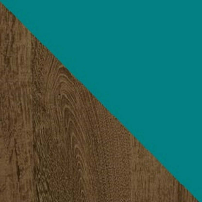 Table de nuit Liberty de Manhattan Comfort de style moderne du milieu du 20e siècle avec compartiment et tiroir - brun rustique et bleu turquoise