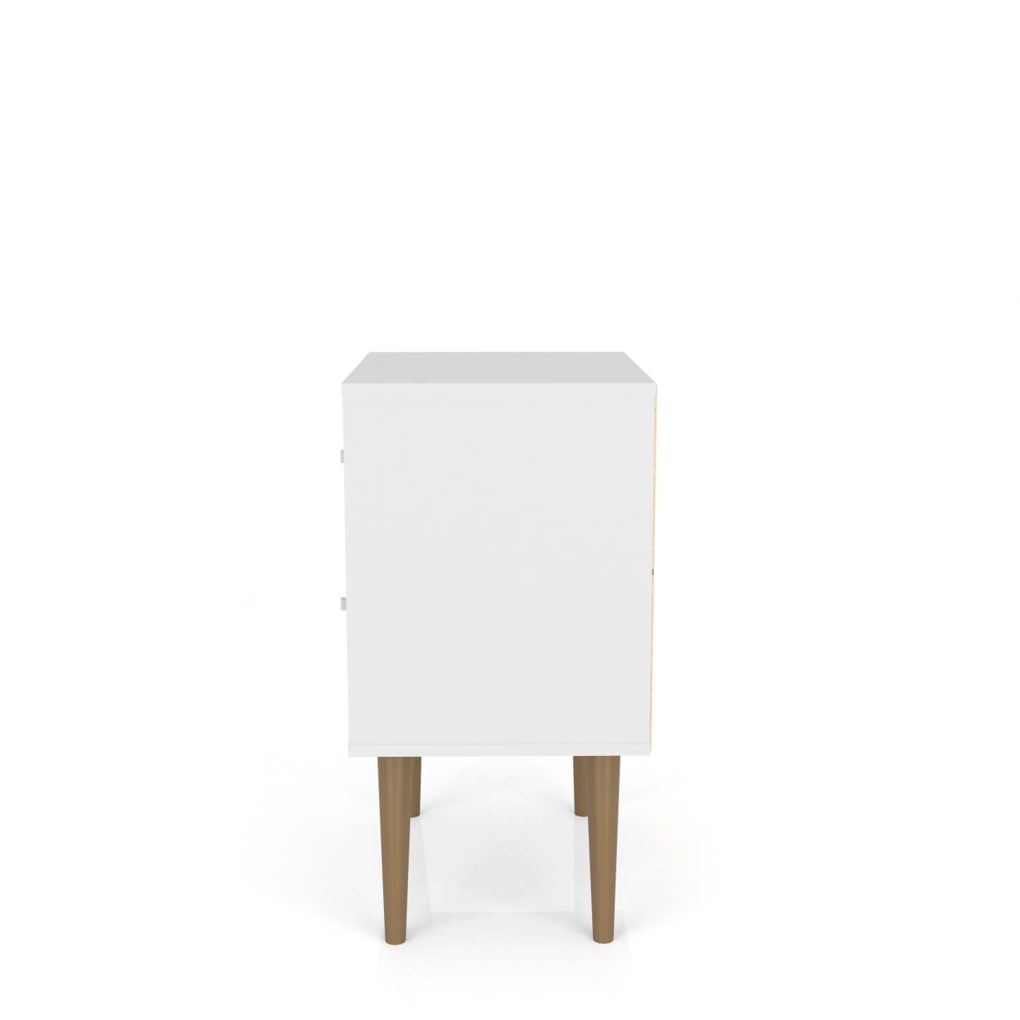 Manhattan Comfort Liberty Mid-Century Modern Nightstand with 2 Full Extension Drawers - White &amp; Brown|Table de nuit Liberty de Manhattan Comfort de style moderne du milieu du 20e siècle avec 2 tiroirs à extension complète - blanche et brune