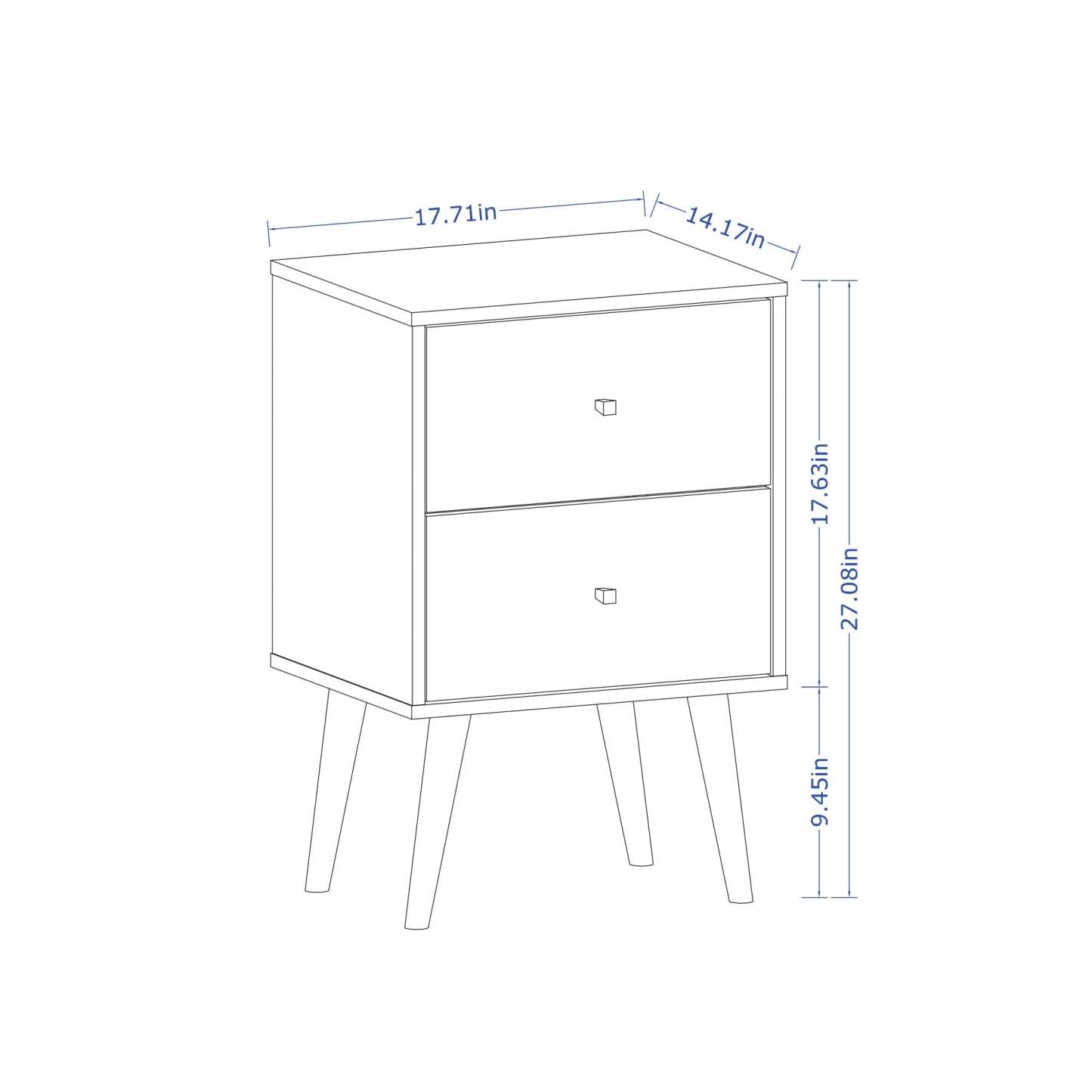 Manhattan Comfort Liberty Mid-Century Modern Nightstand with 2 Full Extension Drawers - Brown|Table de nuit Liberty de Manhattan Comfort de style moderne du milieu du 20e siècle avec 2 tiroirs à extension complète - brune