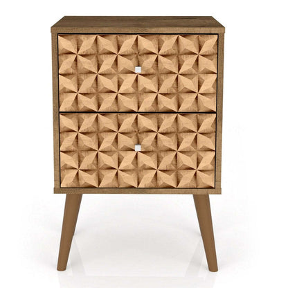 Manhattan Comfort Liberty Mid-Century Modern Nightstand with 2 Full Extension Drawers - Brown|Table de nuit Liberty de Manhattan Comfort de style moderne du milieu du 20e siècle avec 2 tiroirs à extension complète - brune