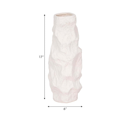 Vase de 17 po en céramique à texture irrégulière - blanc