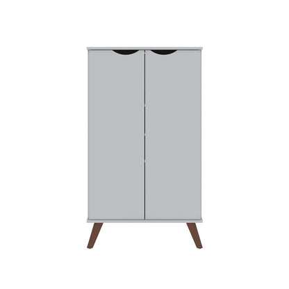 Manhattan Comfort Hampton Shoe Closet with 4 Shelves Solid Wood Legs - White|Armoire à chaussures Hampton de Manhattan Comfort avec 4 tablettes et pattes en bois massif - blanche