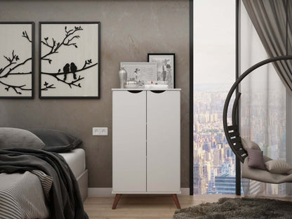 Manhattan Comfort Hampton Shoe Closet with 4 Shelves Solid Wood Legs - White|Armoire à chaussures Hampton de Manhattan Comfort avec 4 tablettes et pattes en bois massif - blanche