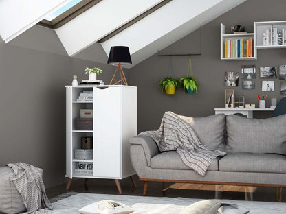 Manhattan Comfort Hampton Shoe Closet with 4 Shelves Solid Wood Legs - White|Armoire à chaussures Hampton de Manhattan Comfort avec 4 tablettes et pattes en bois massif - blanche