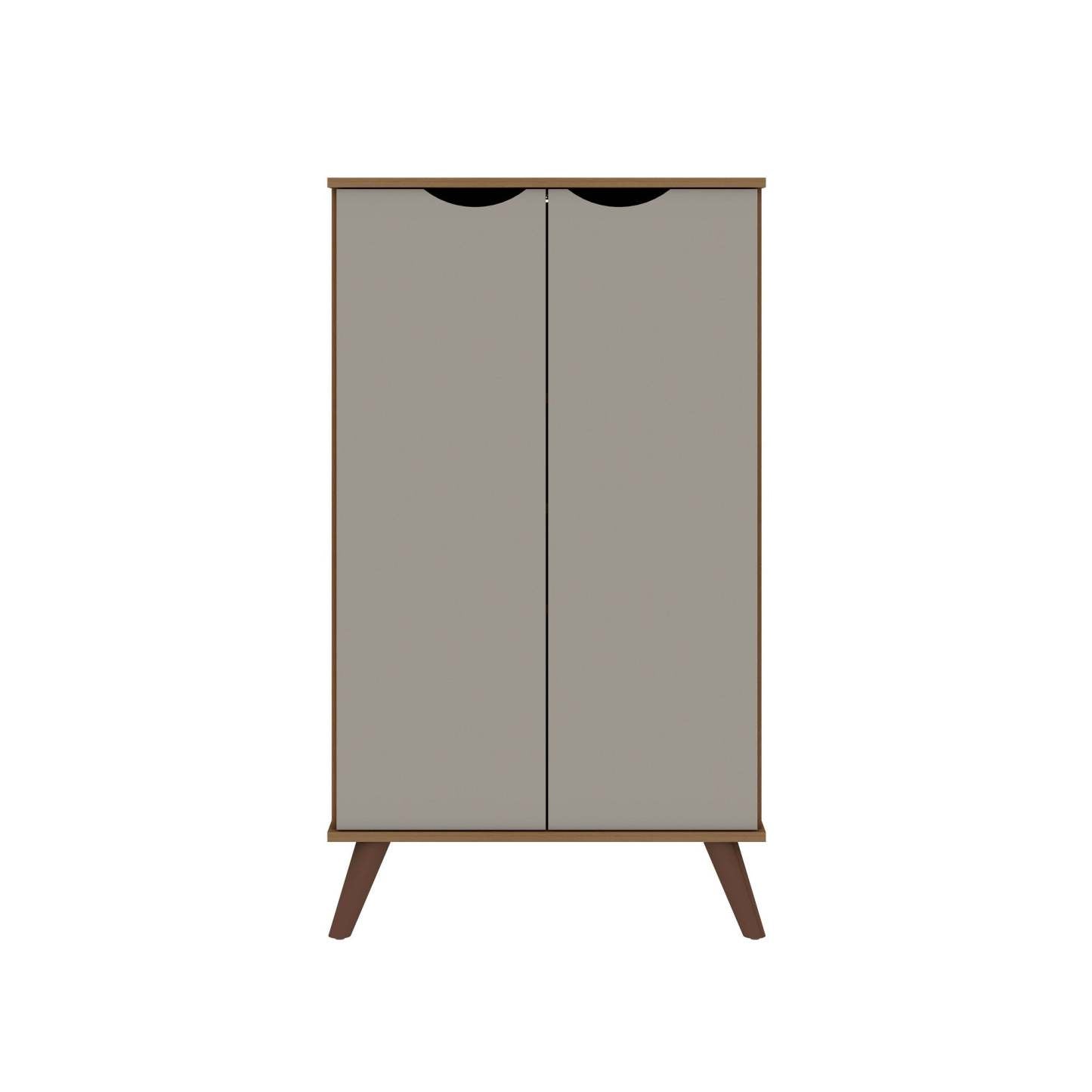 Manhattan Comfort Hampton Shoe Closet with 4 Shelves Solid Wood Legs - Off White|Armoire à chaussures Hampton de Manhattan Comfort avec 4 tablettes et pattes en bois massif - blanc cassé