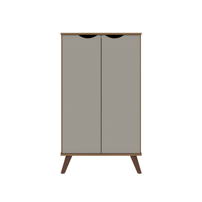 Manhattan Comfort Hampton Shoe Closet with 4 Shelves Solid Wood Legs - Off White|Armoire à chaussures Hampton de Manhattan Comfort avec 4 tablettes et pattes en bois massif - blanc cassé