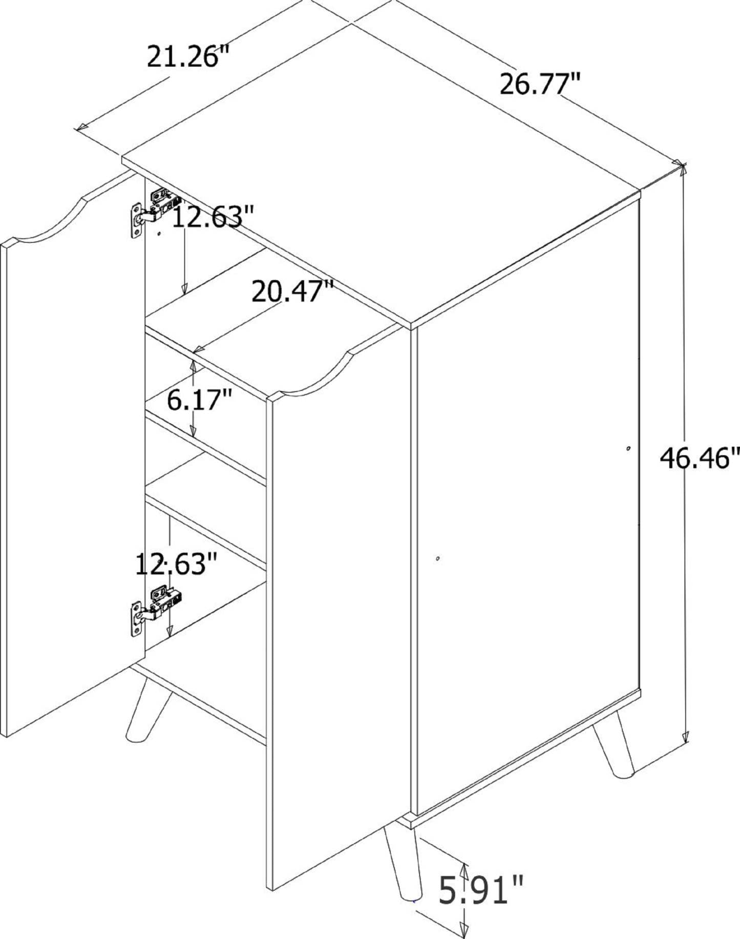 Manhattan Comfort Hampton Shoe Closet with 4 Shelves Solid Wood Legs - Off White|Armoire à chaussures Hampton de Manhattan Comfort avec 4 tablettes et pattes en bois massif - blanc cassé