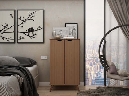 Manhattan Comfort Hampton Shoe Closet with 4 Shelves Solid Wood Legs - Maple Cream|Armoire à chaussures Hampton de Manhattan Comfort avec 4 tablettes et pattes en bois massif - crème d'érable