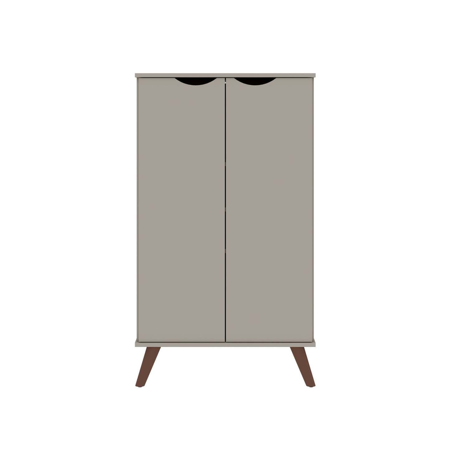 Manhattan Comfort Hampton Shoe Closet with 4 Shelves Solid Wood Legs - Off White &amp; Maple Cream|Armoire à chaussures Hampton de Manhattan Comfort avec 4 tablettes et pattes en bois massif - blanc cassé et crème d'érable