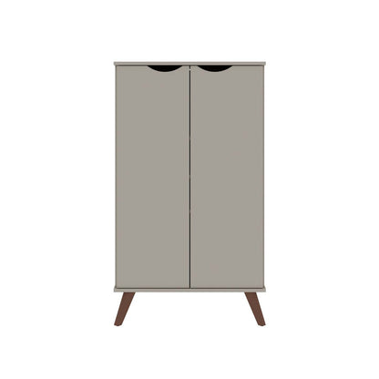 Manhattan Comfort Hampton Shoe Closet with 4 Shelves Solid Wood Legs - Off White &amp; Maple Cream|Armoire à chaussures Hampton de Manhattan Comfort avec 4 tablettes et pattes en bois massif - blanc cassé et crème d'érable