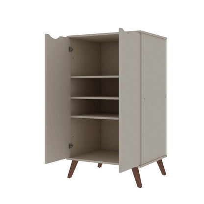 Manhattan Comfort Hampton Shoe Closet with 4 Shelves Solid Wood Legs - Off White &amp; Maple Cream|Armoire à chaussures Hampton de Manhattan Comfort avec 4 tablettes et pattes en bois massif - blanc cassé et crème d'érable