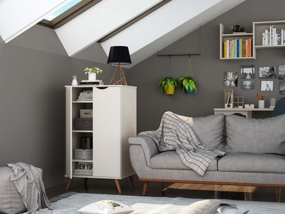 Manhattan Comfort Hampton Shoe Closet with 4 Shelves Solid Wood Legs - Off White &amp; Maple Cream|Armoire à chaussures Hampton de Manhattan Comfort avec 4 tablettes et pattes en bois massif - blanc cassé et crème d'érable