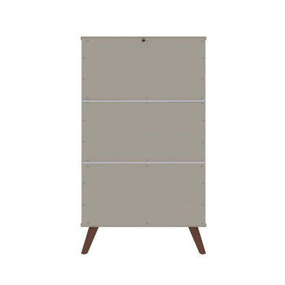 Manhattan Comfort Hampton Shoe Closet with 4 Shelves Solid Wood Legs - Off White &amp; Maple Cream|Armoire à chaussures Hampton de Manhattan Comfort avec 4 tablettes et pattes en bois massif - blanc cassé et crème d'érable