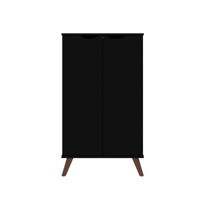 Manhattan Comfort Hampton Shoe Closet with 4 Shelves Solid Wood Legs - Black|Armoire à chaussures Hampton de Manhattan Comfort avec 4 tablettes et pattes en bois massif - noire