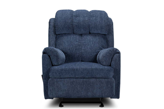 Fabriqué au Canada Fauteuil inclinable à bascule en tissu chenille 35 - Bleu marine | Fauteuil berçant inclinable de 35 po fabriqué au Canada en tissu de chenille - bleu marine