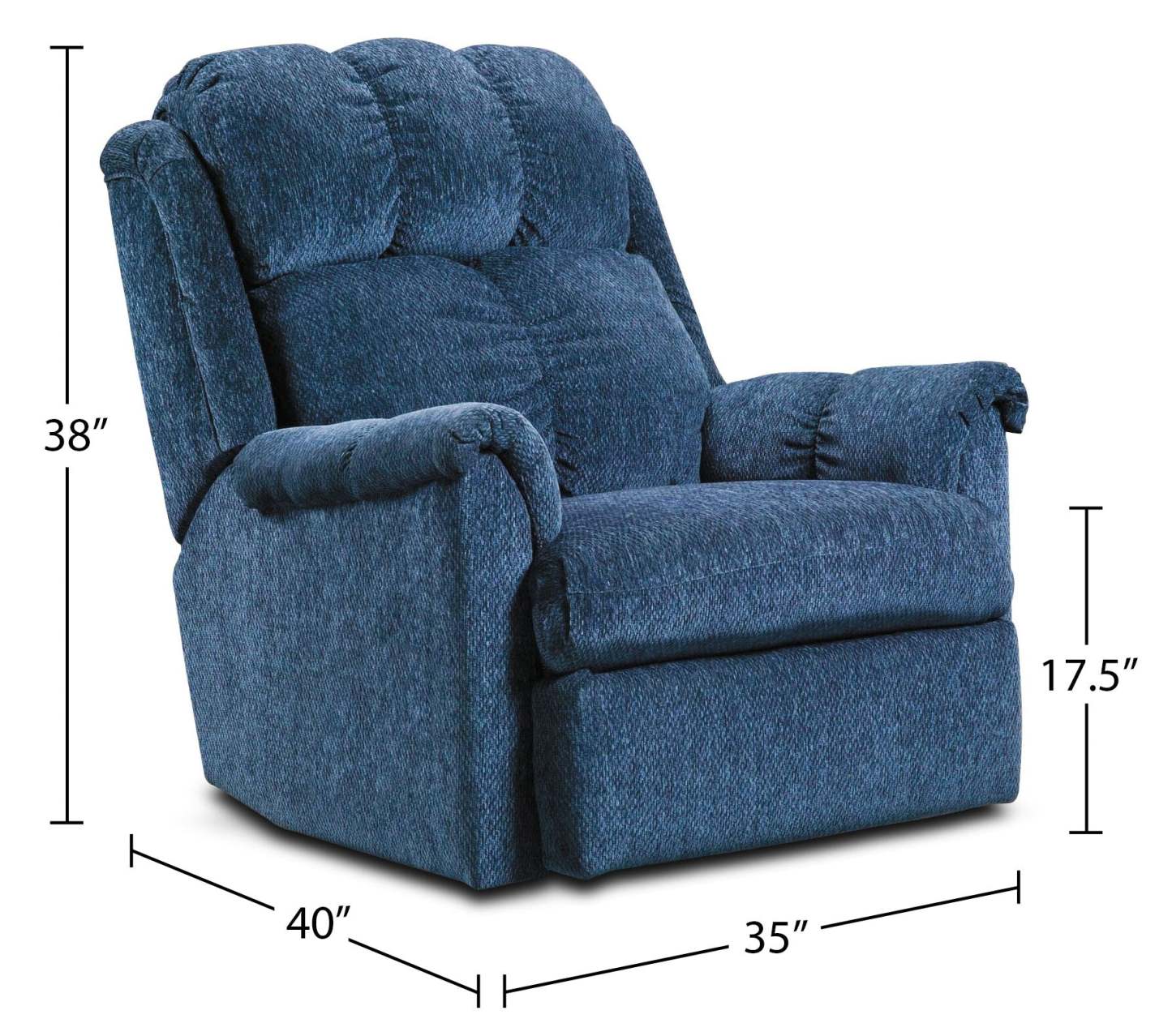 Made in Canada 35 Chenille Fabric Power Reclining Chair - Navy Blue | Fauteuil inclinable électrique de 35 po fabriqué au Canada en tissu de chenille - bleu marine