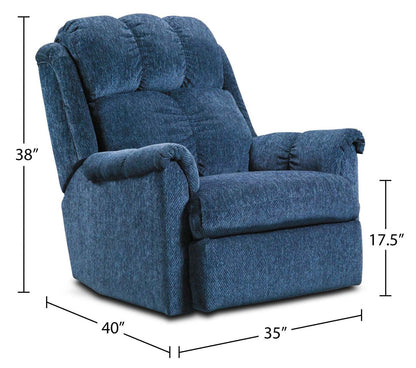 Made in Canada 35 Chenille Fabric Power Reclining Chair - Navy Blue | Fauteuil inclinable électrique de 35 po fabriqué au Canada en tissu de chenille - bleu marine