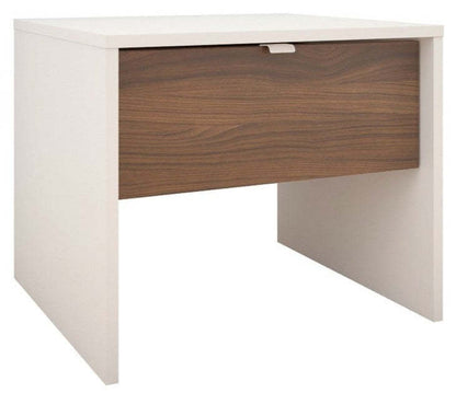 Table de nuit Nordika - Blanc/Noyer | Table de nuit Nordika - blanc et noyer | D08H3NTT