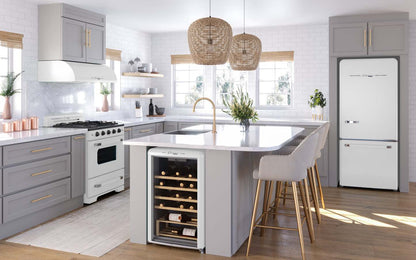 Classic Rétro par Unique 18 pi³ Réfrigérateur à congélateur sans givre en bas - UGP-510L W AC | Classic Retro by Unique Frost-Free Bottom Freezer Refrigerator 18 cu.ft. - UGP-510L W AC | U510LWAC