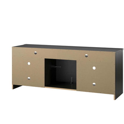 Meuble TV Ameriwood Home Hendrix 65 avec foyer électrique et étagères - Chêne noir|Meuble pour téléviseur Hendrix d'Ameriwood Home de 65 po avec foyer électrique et tablettes - chêne noir