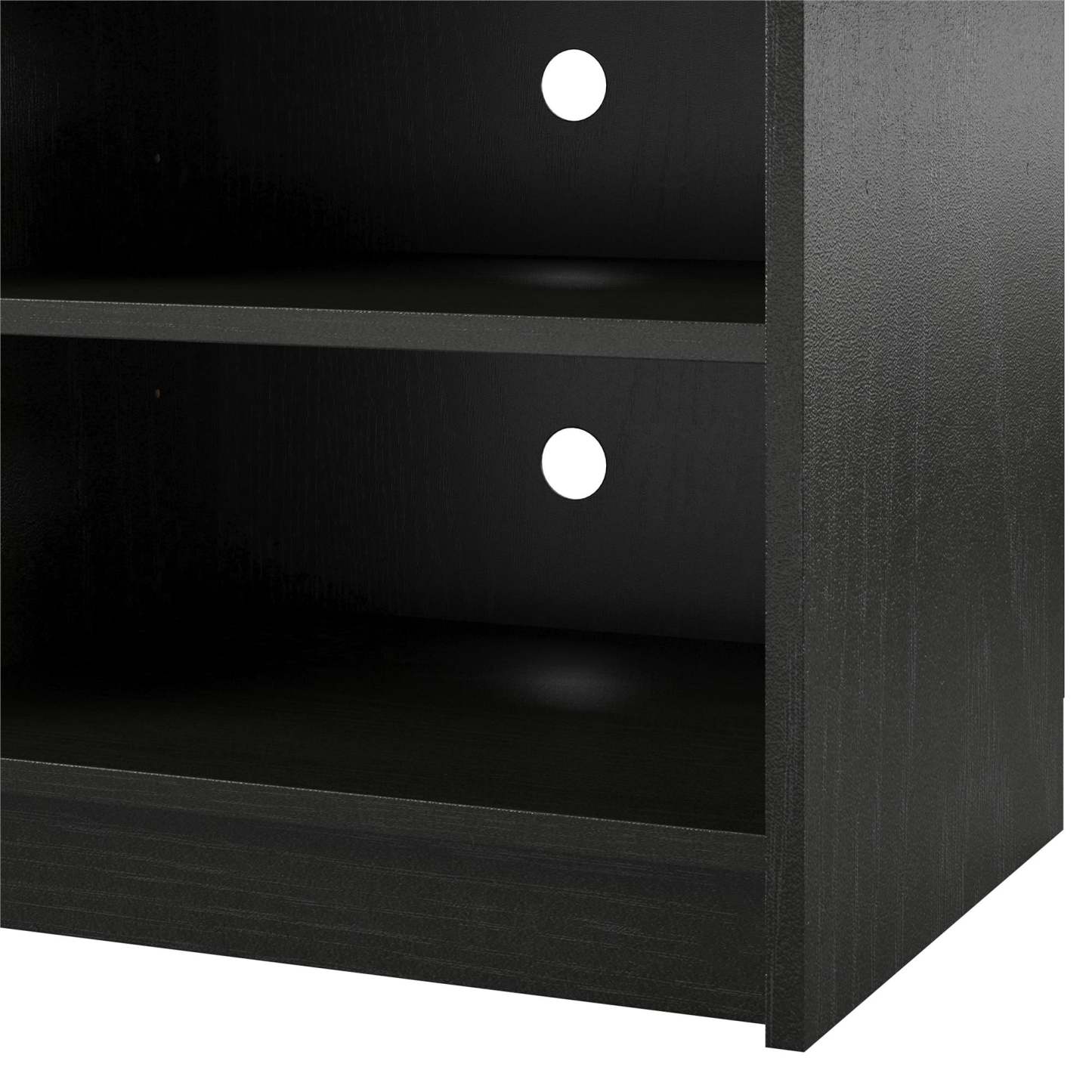 Meuble TV Ameriwood Home Hendrix 65 avec foyer électrique et étagères - Chêne noir|Meuble pour téléviseur Hendrix d'Ameriwood Home de 65 po avec foyer électrique et tablettes - chêne noir