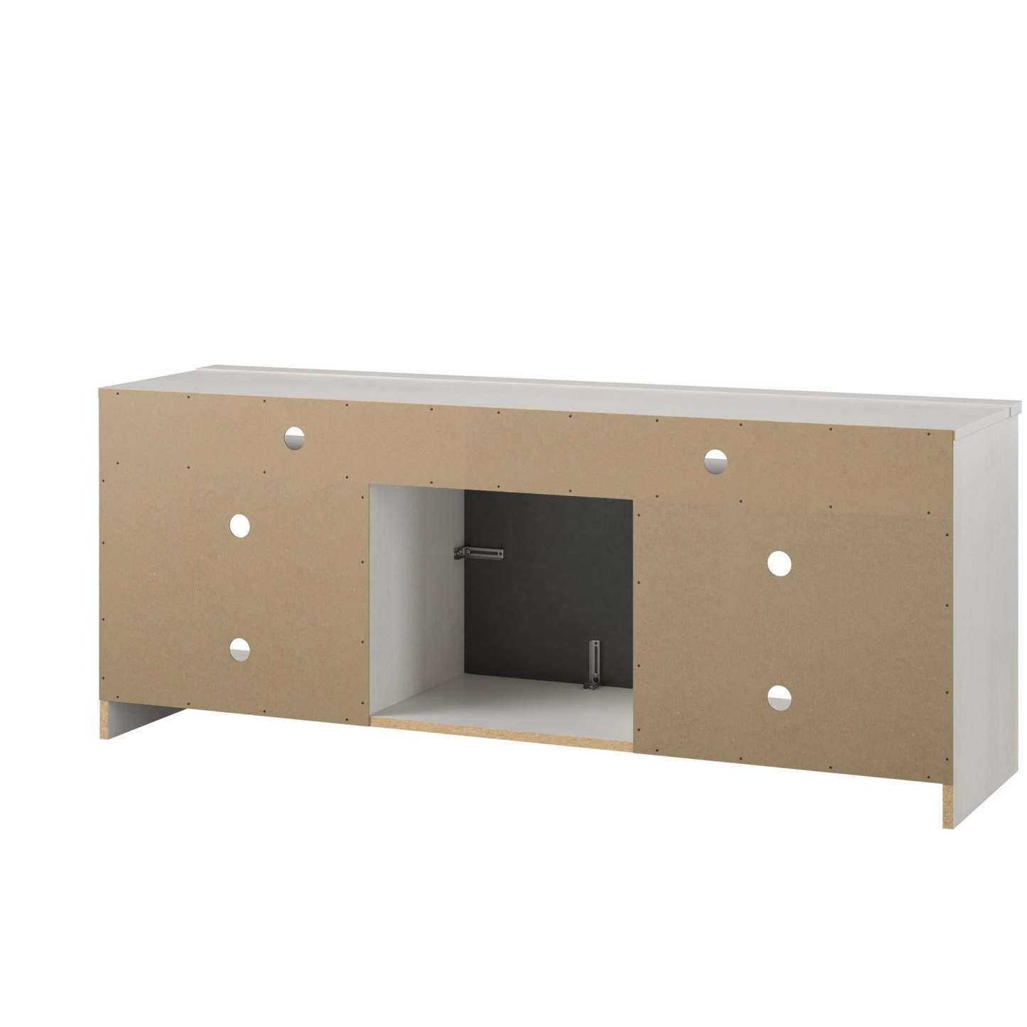 Meuble TV Ameriwood Home Hendrix 65 avec foyer électrique et étagères - Chêne ivoire|Meuble pour téléviseur Hendrix d'Ameriwood Home de 65 po avec foyer électrique et tablettes - chêne ivoire