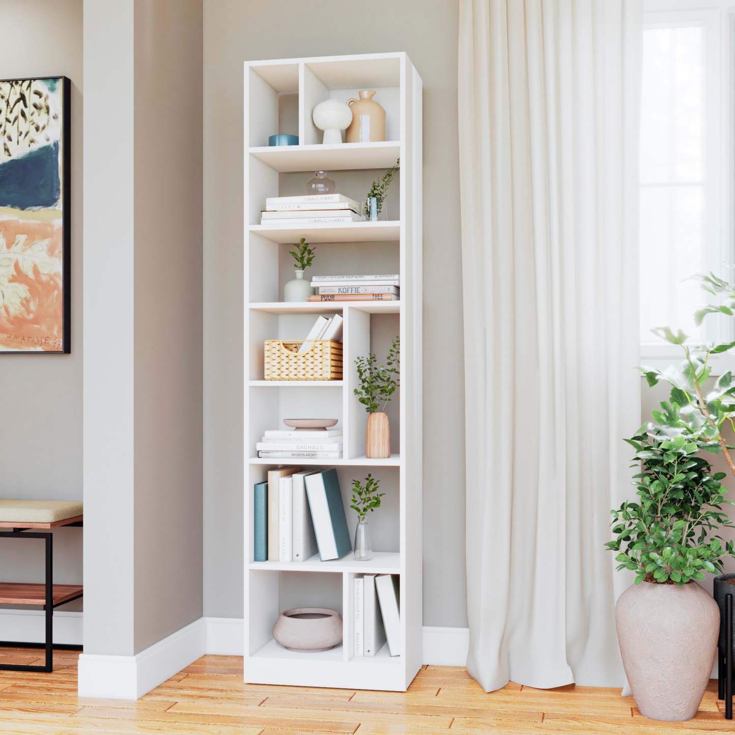 Bibliothèque durable Valenca de Manhattan Comfort avec 8 tablettes - blanche