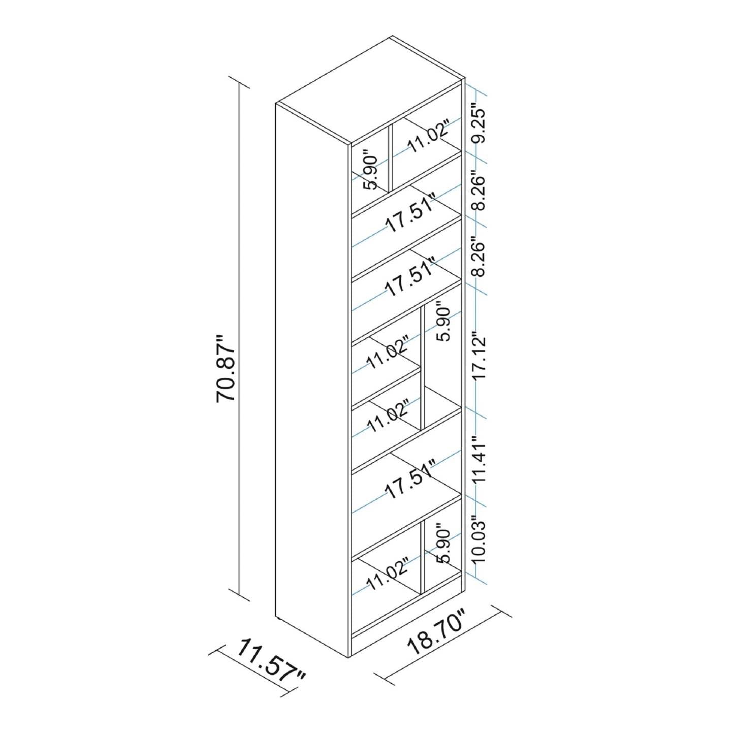Bibliothèque durable Valenca de Manhattan Comfort avec 8 tablettes - blanche