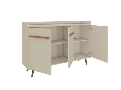 Manhattan Comfort Bradley 53.54" Buffet Stand with 4 Shelves - Off White|Buffet Bradley de Manhattan Comfort de 53,54 po avec 4 tablettes - blanc cassé