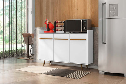 Manhattan Comfort Bradley 53,54" Buffet Stand avec 4 étagères - Blanc|Buffet Bradley de Manhattan Comfort de 53,54 po avec 4 tablettes - blanc