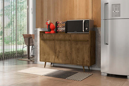 Manhattan Comfort Bradley 53.54" Buffet Stand with 4 Shelves - Rustic Brown|Buffet Bradley de Manhattan Comfort de 53,54 po avec 4 tablettes - brun rustique