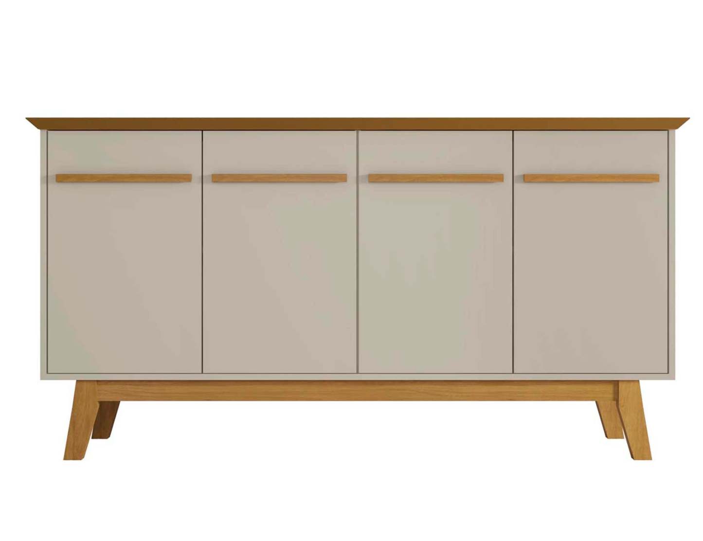 Manhattan Comfort Yonkers 62.99" Buffet avec pieds en bois massif et 2 armoires - Buffet blanc cassé et cannelle|Desserte Yonkers de Manhattan Comfort de 62,99 po avec pattes en bois massif et 2 armoires - blanc cassé et cannelle