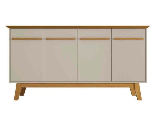 Manhattan Comfort Yonkers 62.99" Buffet avec pieds en bois massif et 2 armoires - Buffet blanc cassé et cannelle|Desserte Yonkers de Manhattan Comfort de 62,99 po avec pattes en bois massif et 2 armoires - blanc cassé et cannelle