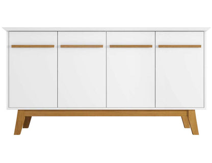 Manhattan Comfort Yonkers 62,99" Buffet avec pieds en bois massif et 2 armoires - Blanc|Desserte Yonkers de Manhattan Comfort de 62,99 po avec pattes en bois massif et 2 armoires - blanche