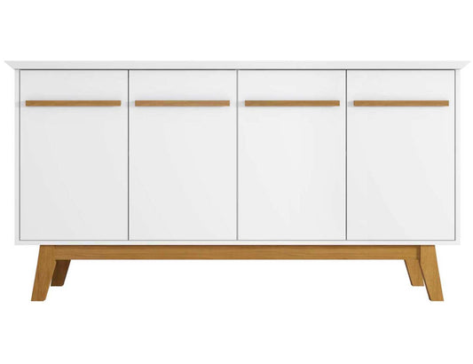 Manhattan Comfort Yonkers 62,99" Buffet avec pieds en bois massif et 2 armoires - Blanc|Desserte Yonkers de Manhattan Comfort de 62,99 po avec pattes en bois massif et 2 armoires - blanche