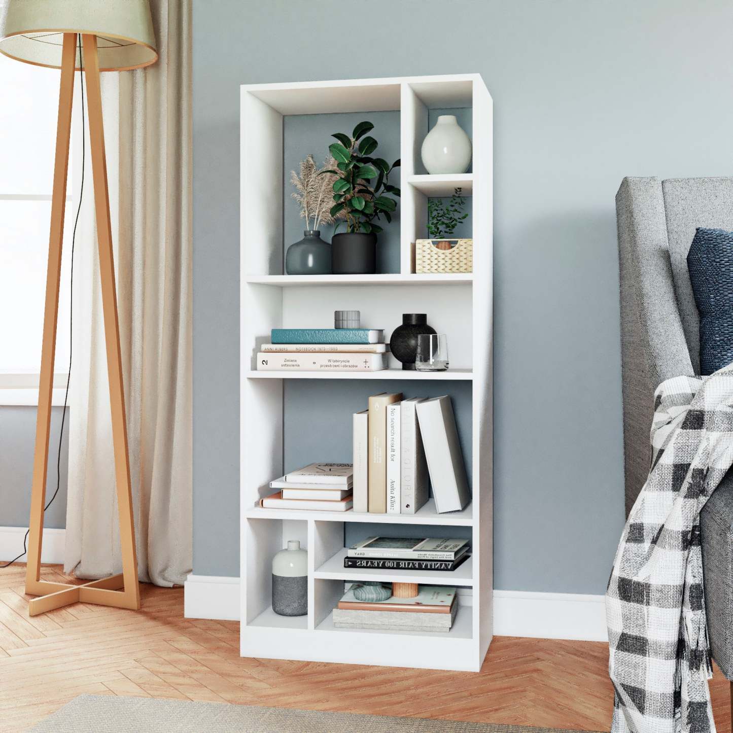Bibliothèque durable Valenca de Manhattan Comfort avec 5 tablettes - blanche