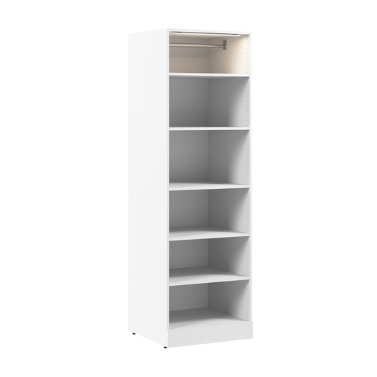 Système de garde-robe et pièce-penderie modulaire Florence de Bestar de 25 po avec éclairage à DEL et tablettes - blanc