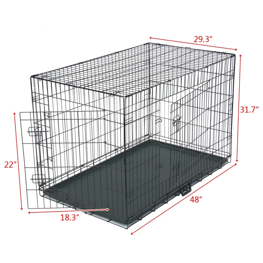 Cage de transport pliable en acier pour animaux de compagnie (chats et chiens) de 24 à 48 pouces, enclos métallique.