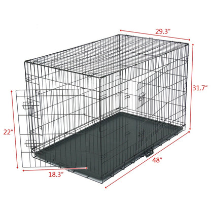 Cage de transport pliable en acier pour animaux de compagnie (chats et chiens) de 24 à 48 pouces, enclos métallique.