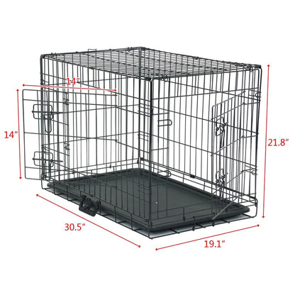 Cage de transport pliable en acier pour animaux de compagnie (chats et chiens) de 24 à 48 pouces, enclos métallique.