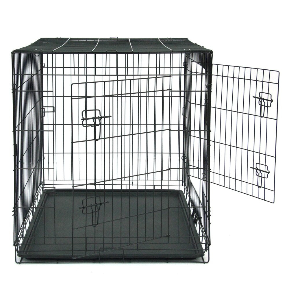 Cage de transport pliable en acier pour animaux de compagnie (chats et chiens) de 24 à 48 pouces, enclos métallique.