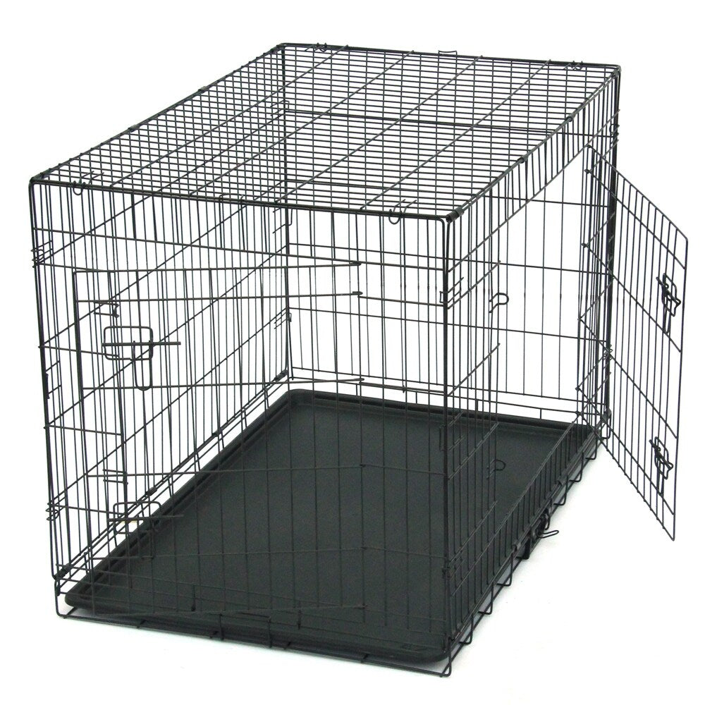 Cage de transport pliable en acier pour animaux de compagnie (chats et chiens) de 24 à 48 pouces, enclos métallique.