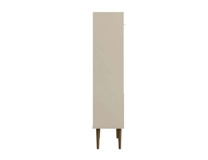 Manhattan Comfort Bogart 62.6 Mid-Century Modern Bookcase - Off-White &amp; Natural|Bibliothèque Bogart de Manhattan Comfort de 62,6 po de style moderne du milieu du 20e siècle - blanc cassé et naturel