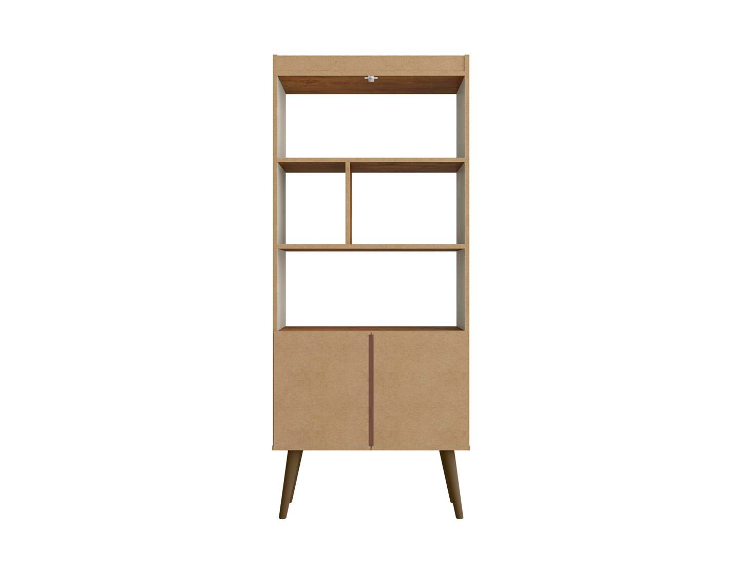 Manhattan Comfort Bogart 62.6 Mid-Century Modern Bookcase - Off-White &amp; Natural|Bibliothèque Bogart de Manhattan Comfort de 62,6 po de style moderne du milieu du 20e siècle - blanc cassé et naturel