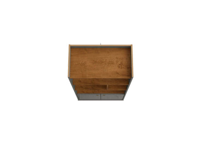 Manhattan Comfort Bogart 62.6 Mid-Century Modern Bookcase - Grey &amp; Natural|Bibliothèque Bogart de Manhattan Comfort de 62,6 po de style moderne du milieu du 20e siècle - grise et naturelle