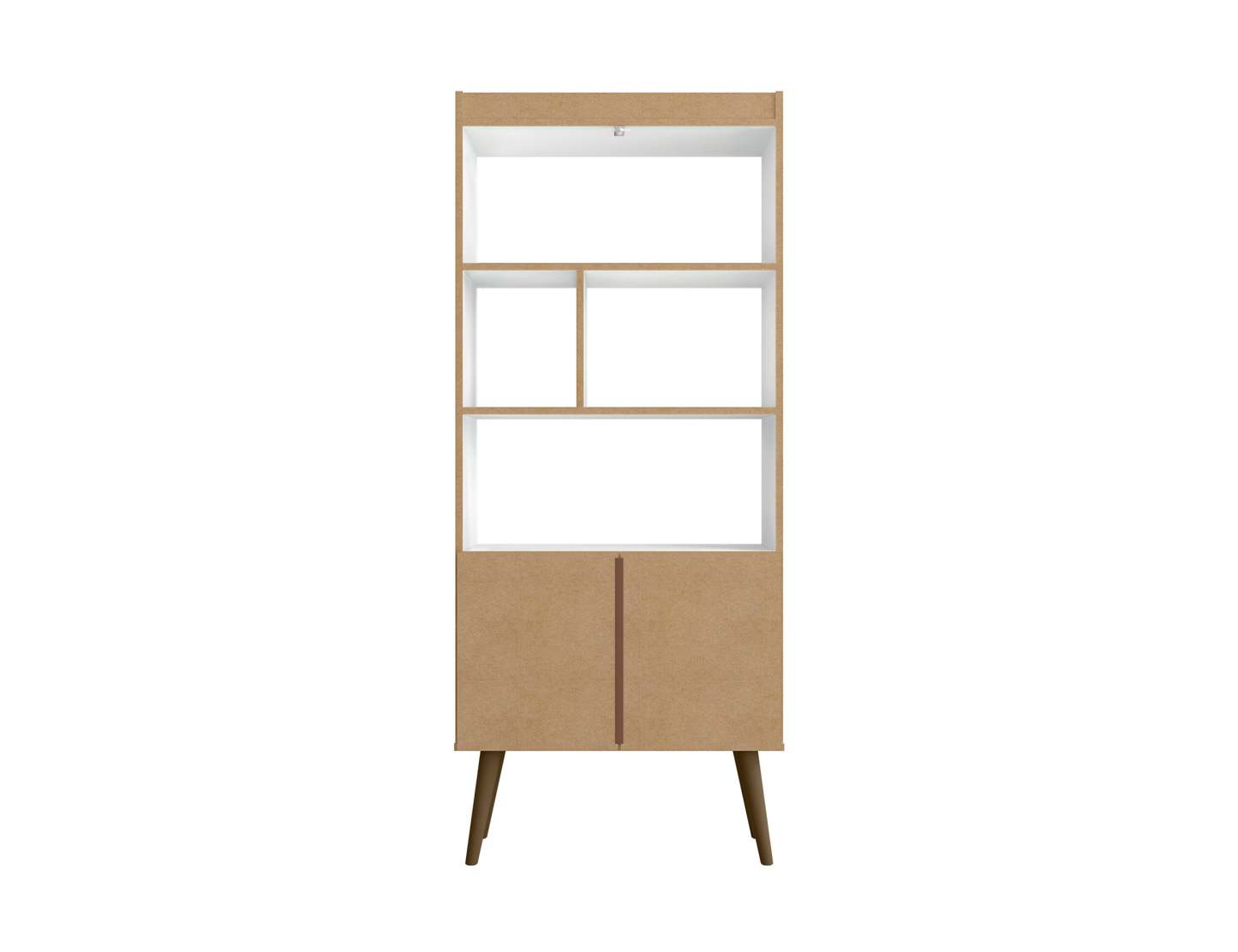 Manhattan Comfort Bogart 62.6 Mid-Century Modern Bookcase - White &amp; Natural|Bibliothèque Bogart de Manhattan Comfort de 62,6 po de style moderne du milieu du 20e siècle - blanche et naturelle