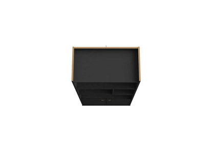 Manhattan Comfort Bogart 62.6 Mid-Century Modern Bookcase - Black &amp; Natural|Bibliothèque Bogart de Manhattan Comfort de 62,6 po de style moderne du milieu du 20e siècle - noire et naturelle